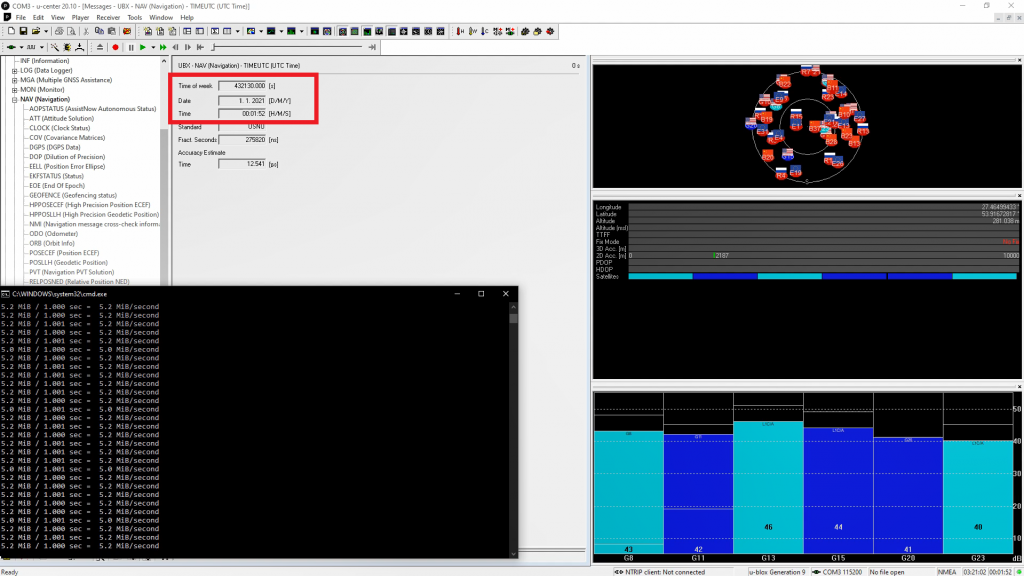 GPS spoofer and GNSS jammer timestamp is changed