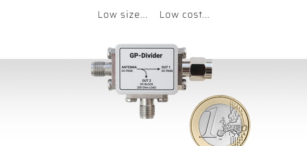 GP-Divider - 2 way GNSS signal splitter with coin