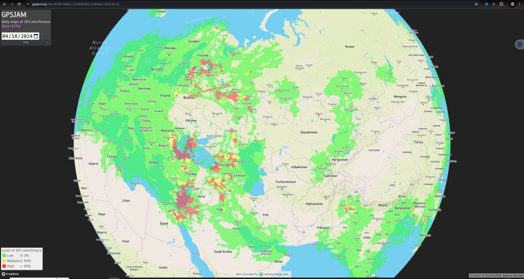 GNSS jamming map