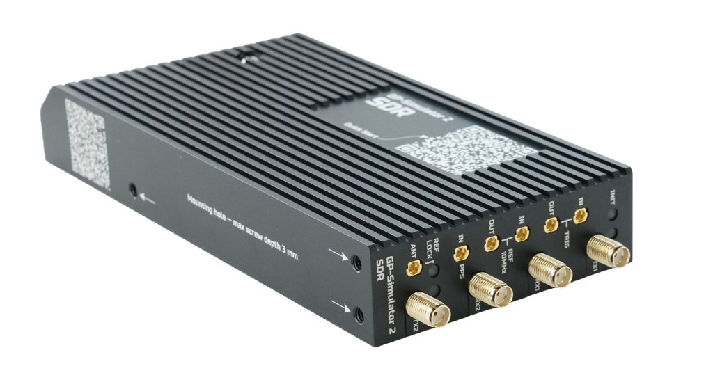 Software defined radio device with SMA connectors used for GNSS spoofing simulation